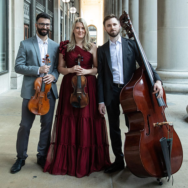 The Outset Trio, featuring violin, viola and double bass